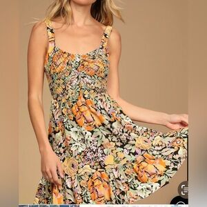 Lulus‎ Flash of Flowers Black Multi Floral PrintSleeveless Mini Dress XS